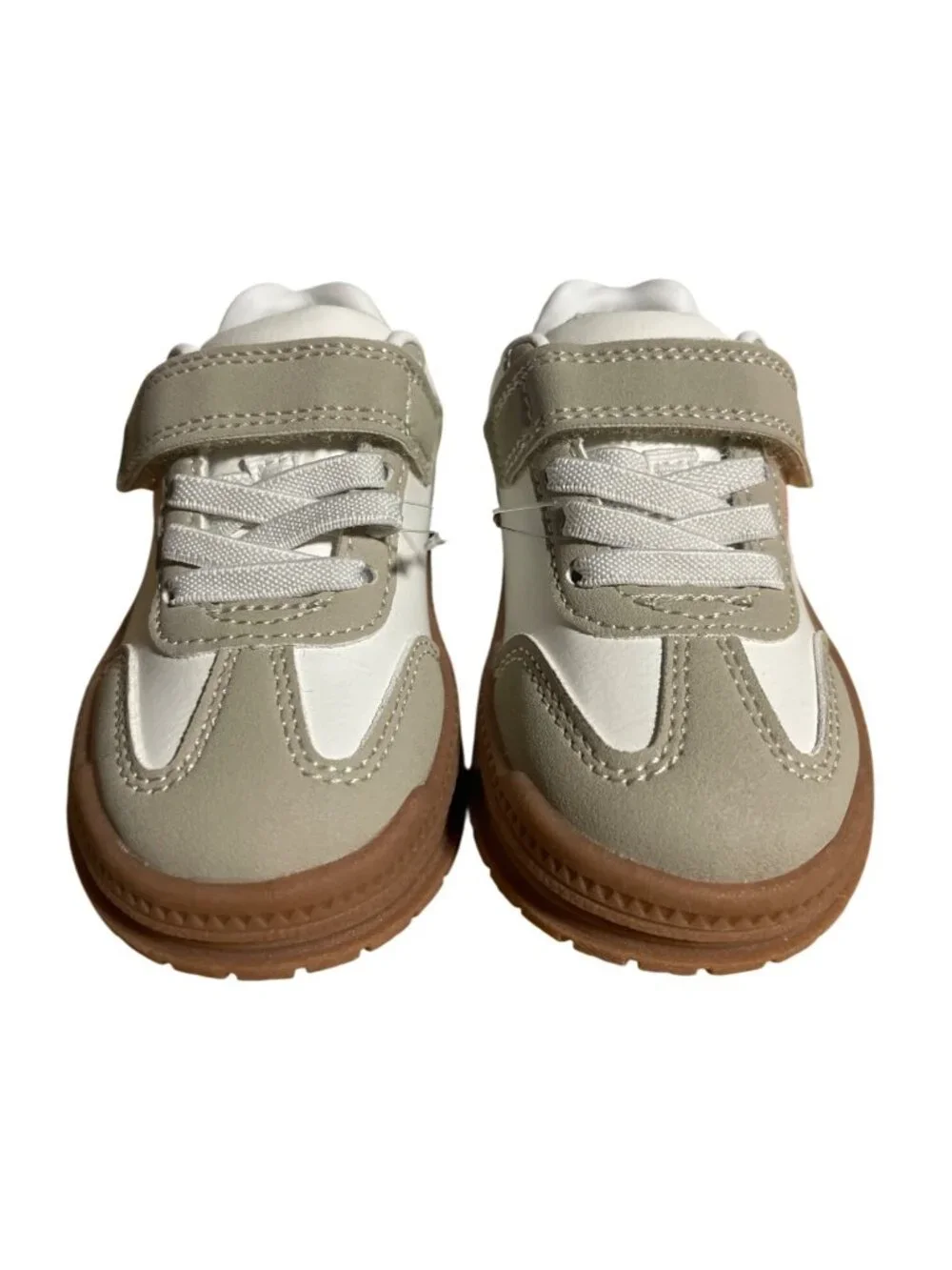 Carters Toddler Cruz Sneakers Size 5 M Adjustable Hook & Loop Strap White & Beig